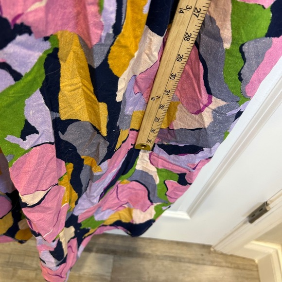 Ava & Viv Womens Tiered Square Neck Floral Print Midi Dress Pink Multi NWT 1X - Picture 8 of 11